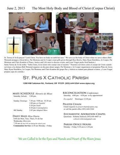 By <b>St</b>. . St pius catholic church bulletin